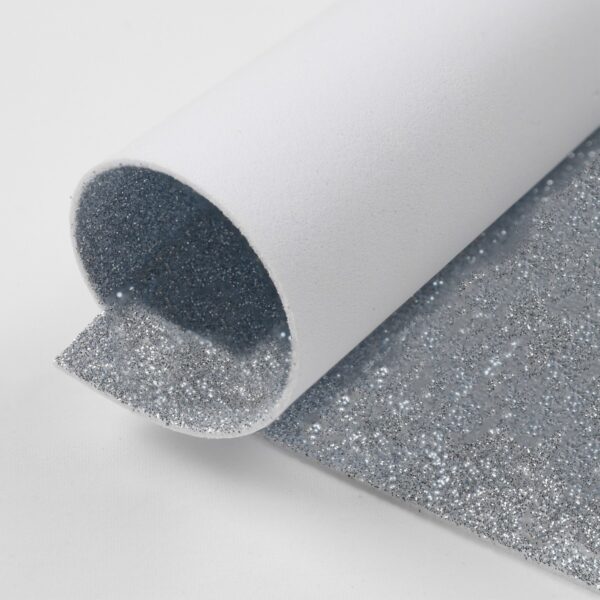 Fogli Gomma Crepla Glitter 14 colori spessore 1,6mm - Misura 33x25cm - Bianco-Argento