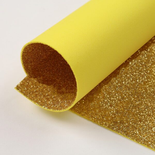 Fogli Gomma Crepla Glitter 14 colori spessore 1,6mm - Misura 33x25cm - Giallo-Oro