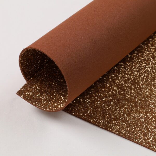 Fogli Gomma Crepla Glitter 14 colori spessore 1,6mm - Misura 33x25cm - Marrone-Oro