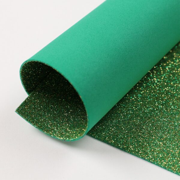 Fogli Gomma Crepla Glitter 14 colori spessore 1,6mm - Misura 33x25cm - Verde-Oro