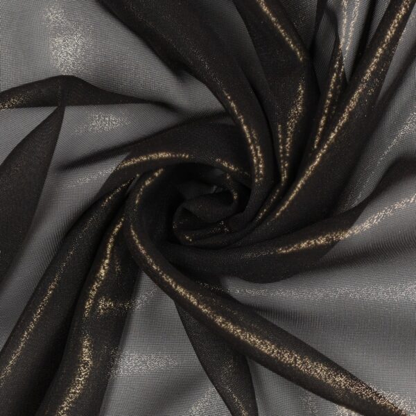 Tessuto Chiffon Glitter - Colore Nero - Glitter Oro