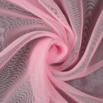 Tessuto Chiffon Glitter - Colore Rosa Baby - Glitter Argento - Mezzo Metro