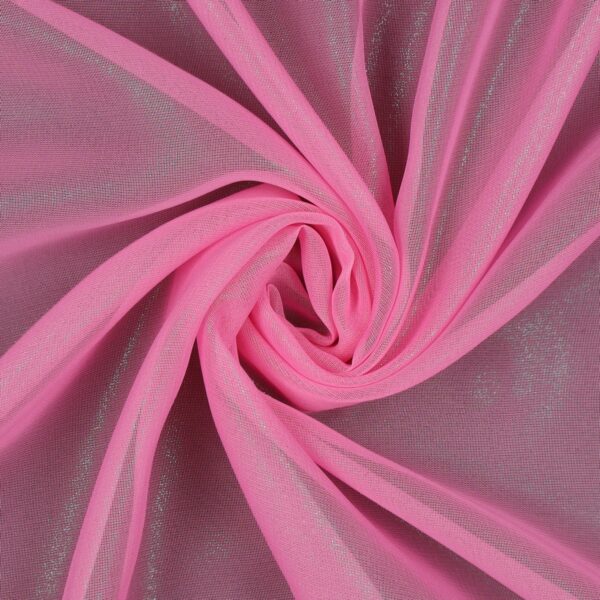 Tessuto Chiffon Glitter - Colore Rosa - Glitter Argento