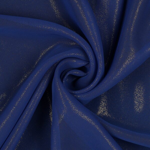 Tessuto Chiffon Glitter - Colore Royal - Glitter Oro - Mezzo Metro
