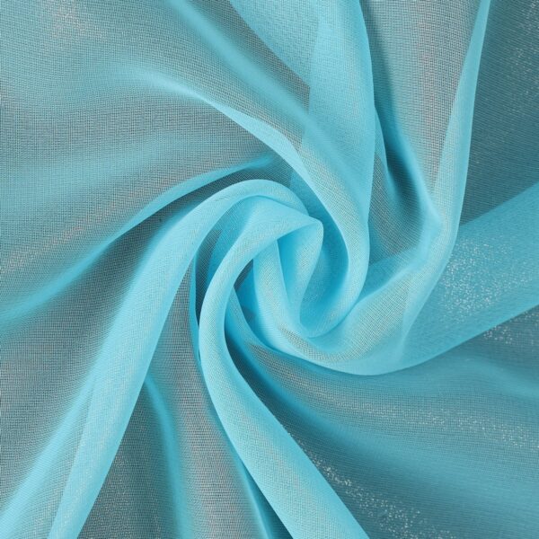 Tessuto Chiffon Glitter - Colore Turchese Chiaro - Glitter Argento - Mezzo Metro