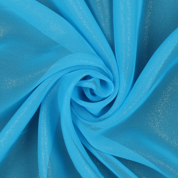 Tessuto Chiffon Glitter - Colore Turchese - Glitter Argento