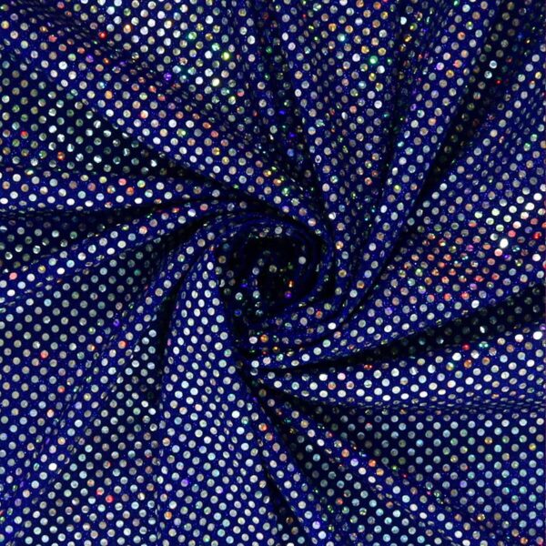 Tessuto Maglina Lurex con Paillettes Cangianti Effetto Madreperla - Blu Cina - Mezzo Metro