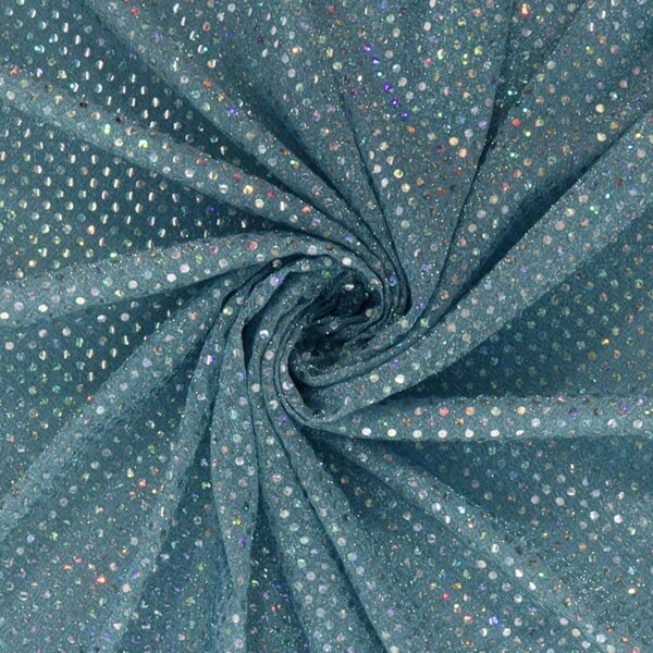 Tessuto Maglina Lurex con Paillettes Cangianti Effetto Madreperla - Celeste - Mezzo Metro