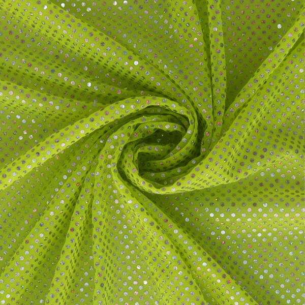 Tessuto Maglina Lurex con Paillettes Cangianti Effetto Madreperla - Giallo Fluo - Mezzo Metro