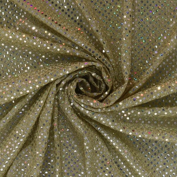 Tessuto Maglina Lurex con Paillettes Cangianti Effetto Madreperla - Oro Chiaro - Mezzo Metro