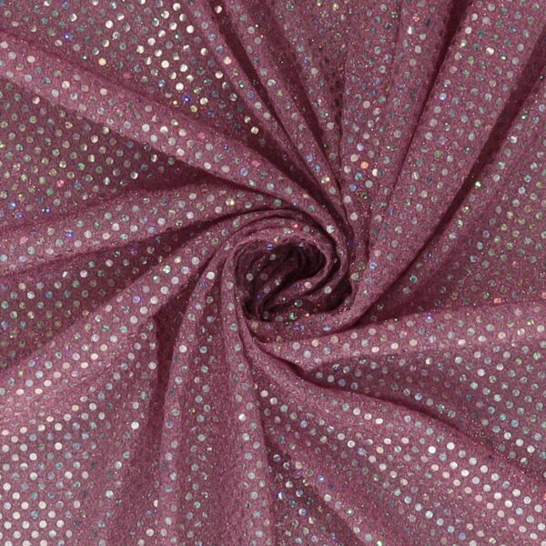 Tessuto Maglina Lurex con Paillettes Cangianti Effetto Madreperla - Rosa