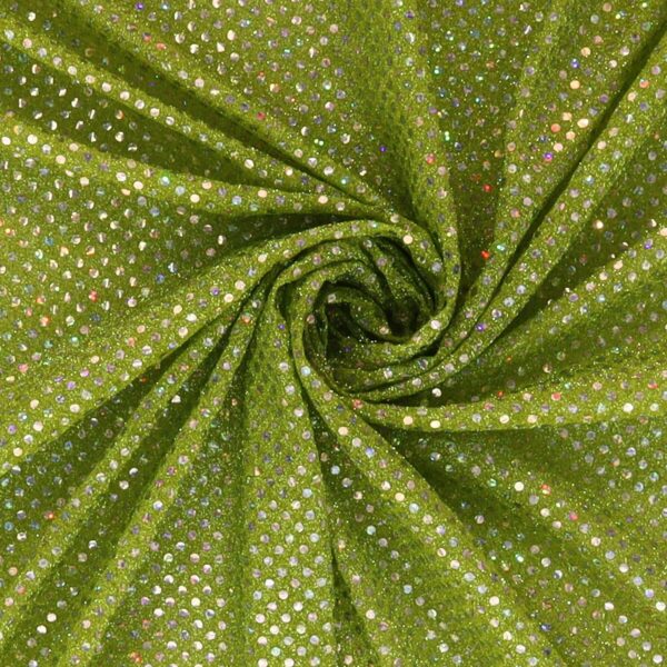 Tessuto Maglina Lurex con Paillettes Cangianti Effetto Madreperla - Verde Mela - Mezzo Metro