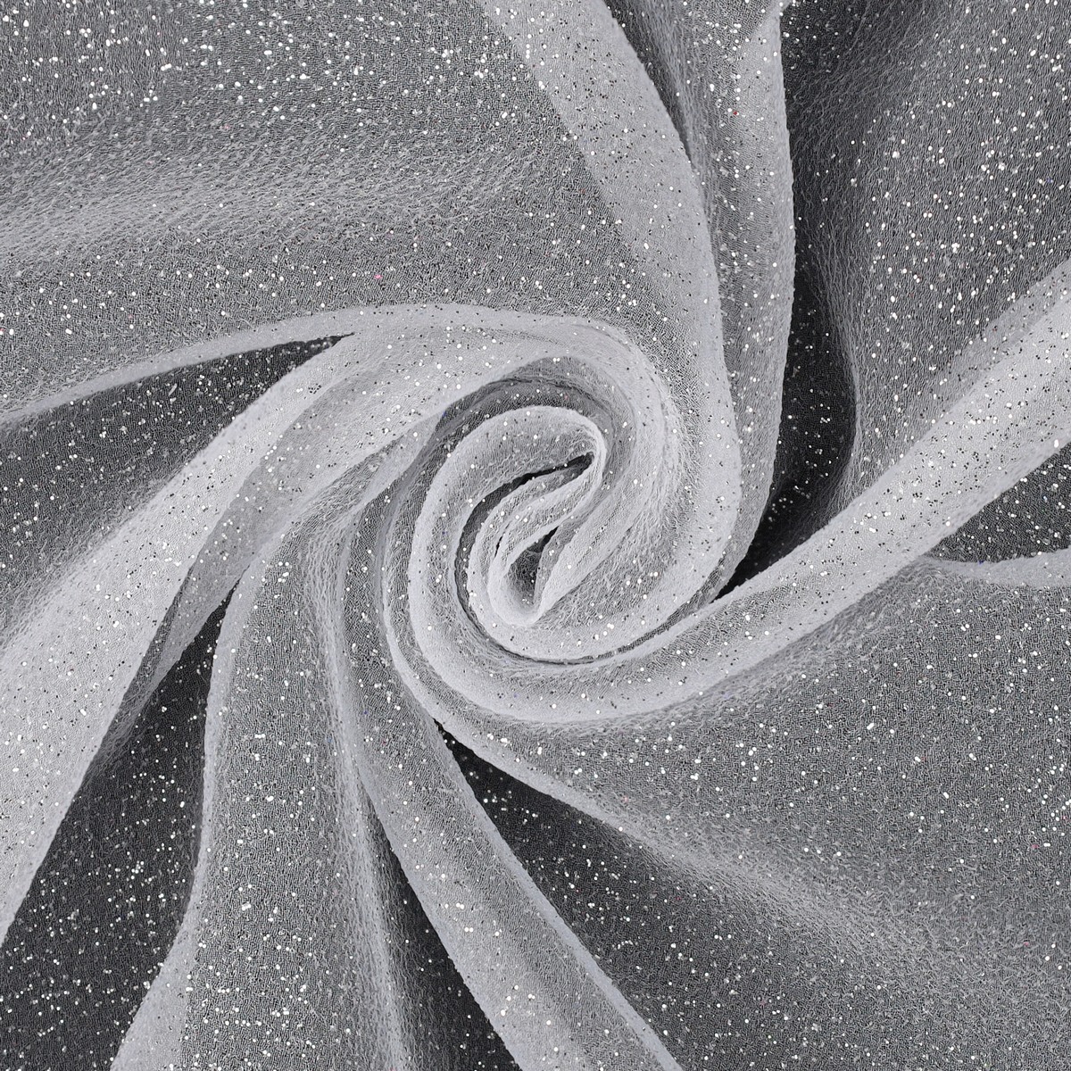 Tessuto Organza Glitter - Bianco Glitter Argento - Mezzo Metro
