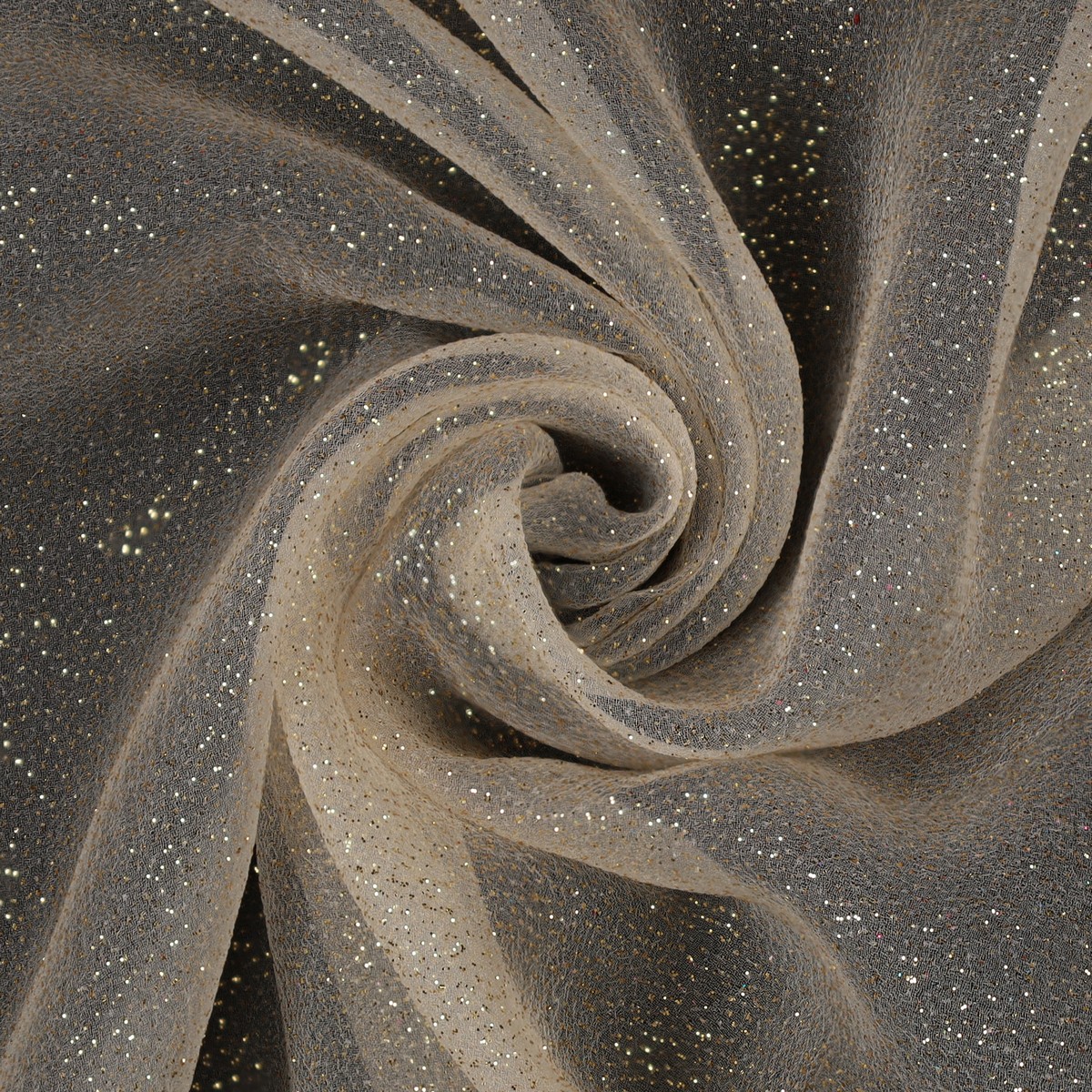 Tessuto Organza Glitter - Panna Glitter Oro - Mezzo Metro