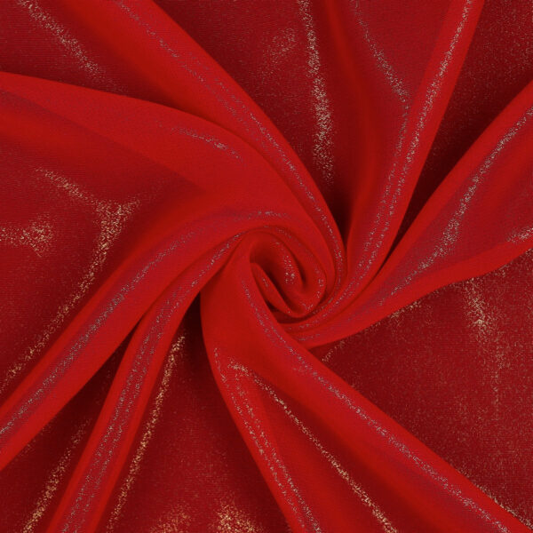 Tessuto Chiffon Glitter - Colore Rosso - Glitter Oro