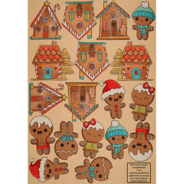 Pannello Pannolenci Stampa Natalizia Classica Casette e Gingerbread GMC1002-01 - 50x70cm
