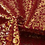 Pannolenci Placcato Oro e Argento Al Metro - Disegno Barocco - Rosso India - Mezzo Metro