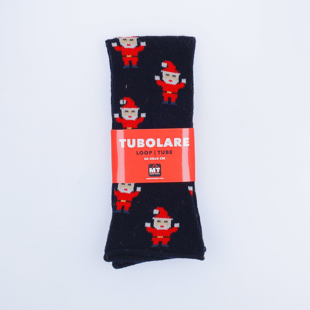Tubolare Elasticizzato In Maglia - Babbo Natale 5cm Blu Navy