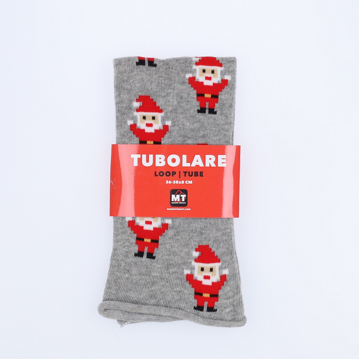 Tubolare Elasticizzato In Maglia - Babbo Natale 8cm Grigio Chiaro