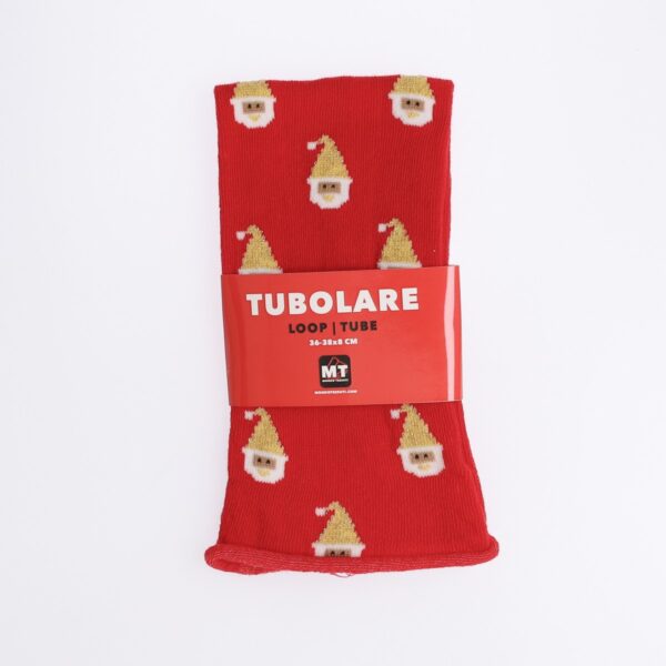 Tubolare Elasticizzato In Maglia - Babbo Natale Cappello Glitter 8cm Rosso