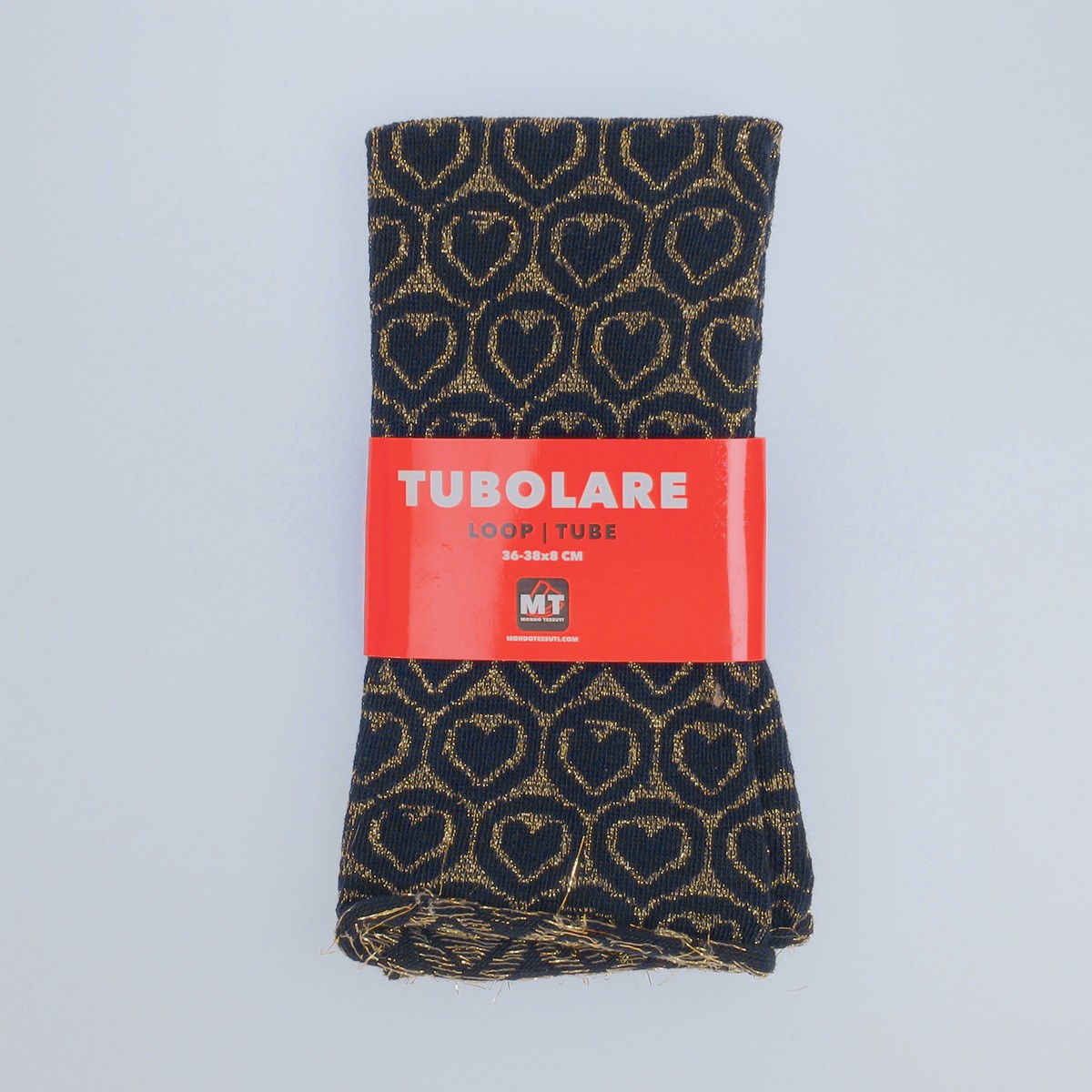 Tubolare Elasticizzato In Maglia - Cuore Glitter 8cm Blu Navy