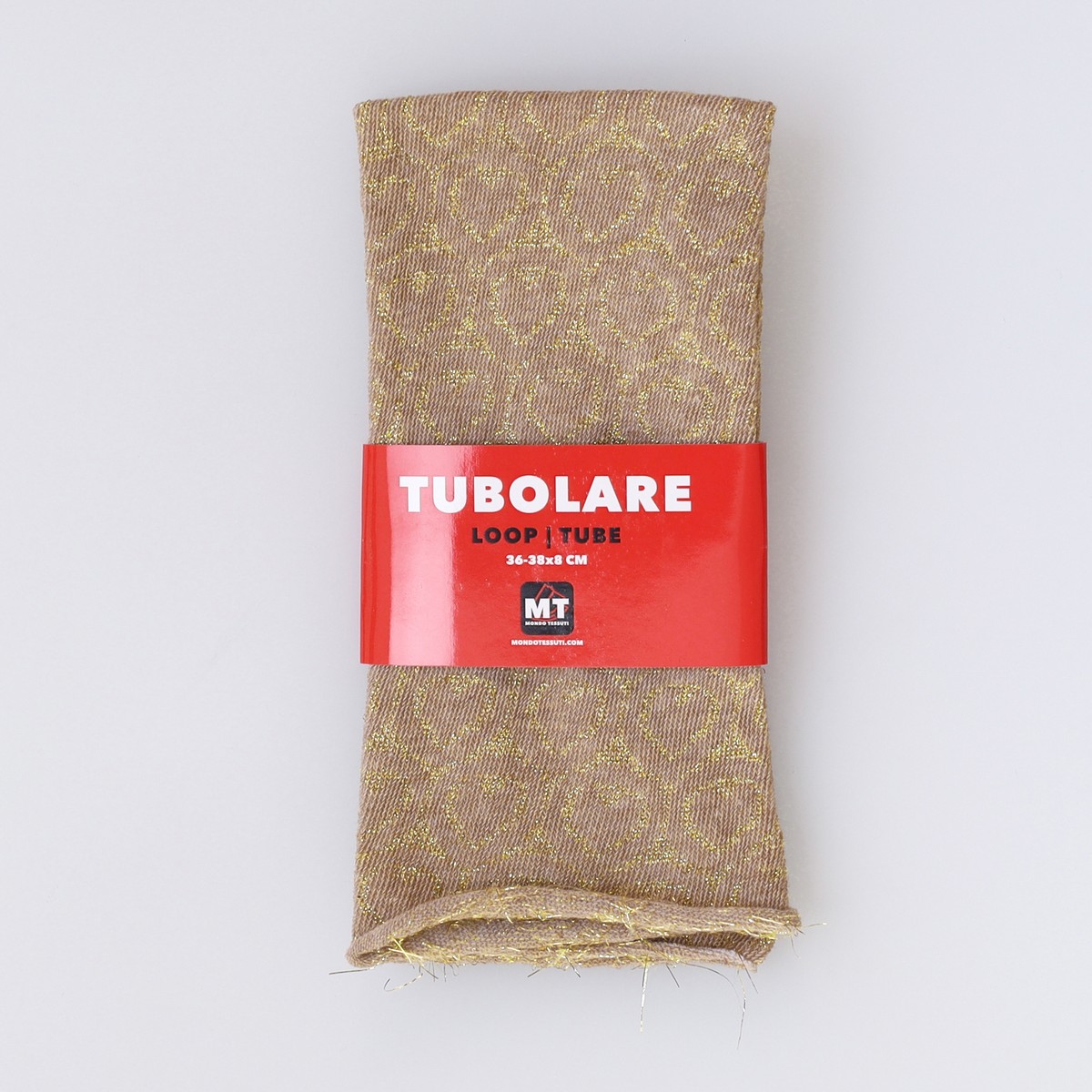 Tubolare Elasticizzato In Maglia - Cuore Glitter 8cm Tortora