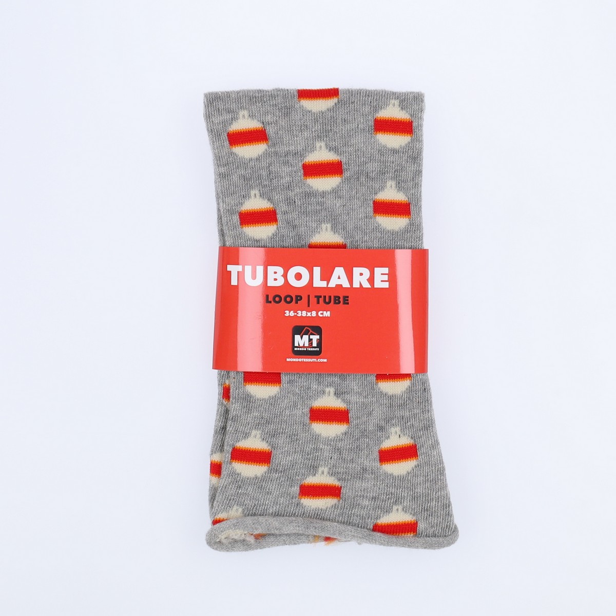 Tubolare Elasticizzato In Maglia - Pallina Di Natale 8cm Grigio Chiaro