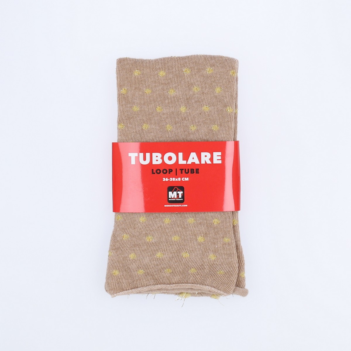 Tubolare Elasticizzato In Maglia - Pois Oro 8cm Tortora