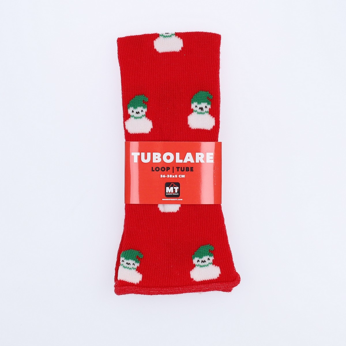 Tubolare Elasticizzato In Maglia - Pupazzo Di Neve 5cm Rosso