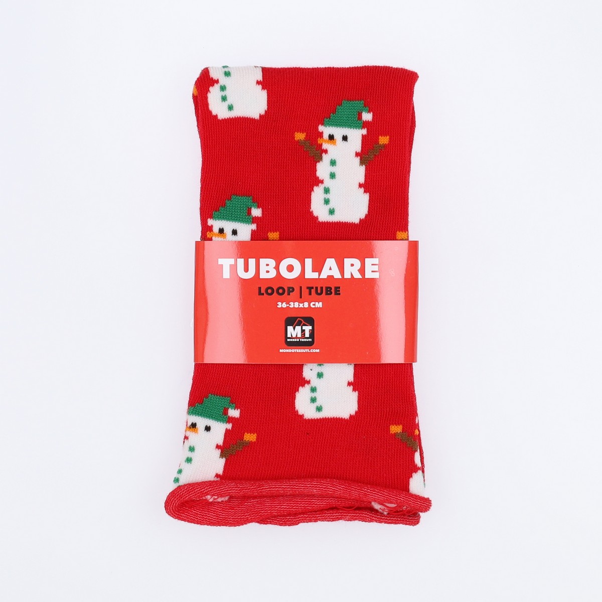 Tubolare Elasticizzato In Maglia - Pupazzo Di Neve 8cm Rosso