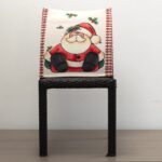 Coprisedia Elasticizzato Universale - Verde Beige Babbo Natale Con Albero