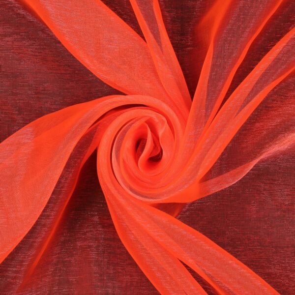 Tessuto in Organza Leggera Cangiante - Arancio Fluo - Mezzo Metro