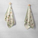 Canovaccio Cucina Stampato - Babbo Natale Pastello Verde & Gnomi Pastello Verde