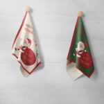 Canovaccio Cucina Stampato - Babbo Natale Con Sacco Panna & Babbo Natale Con Sacco Verde