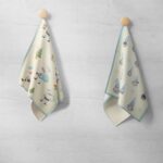 Canovaccio Cucina Stampato - Babbo Natale Pastello Celeste & Gnomi Pastello Celeste