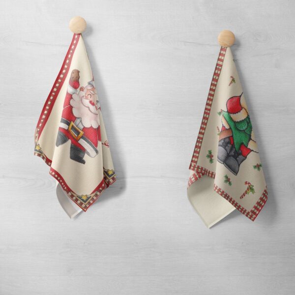 Canovaccio Cucina Stampato - Babbo Natale Cookie E Tazza & Babbo Natale Abbraccio