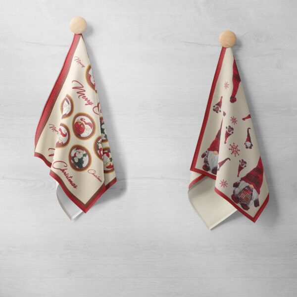 Canovaccio Cucina Stampato - Babbo Natale In Cornice & Gnomi Gemelli