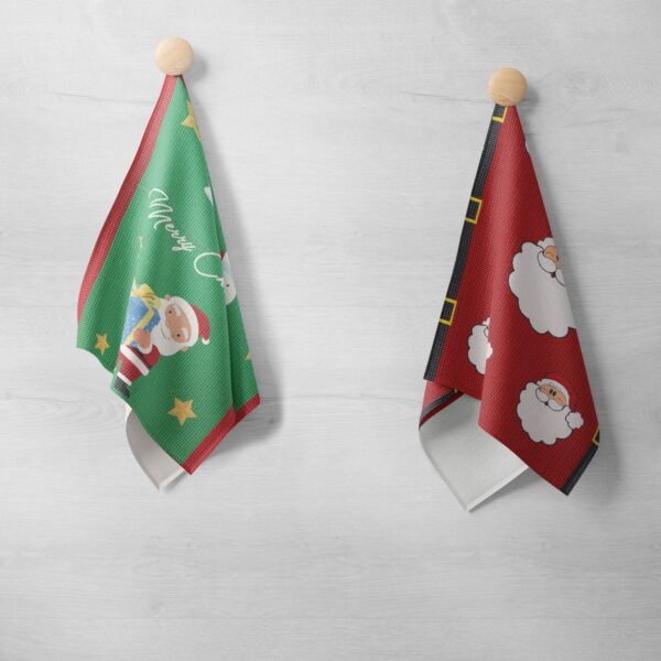 Canovaccio Cucina Stampato - Pupazzo Con Babbo Natale & Babbo Natale Sorridente