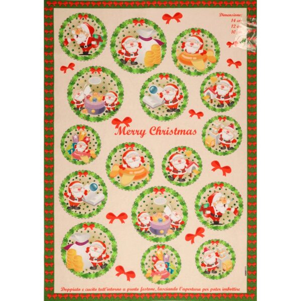 Pannello Pannolenci Stampa Natalizia Strass Applicati - Babbo Natale