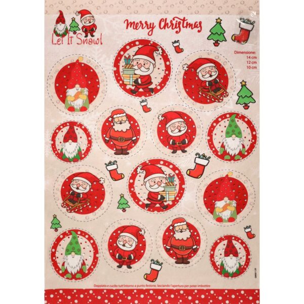 Pannello Pannolenci Stampa Natalizia Strass Applicati - Babbo Natale e Gnomi Rosso