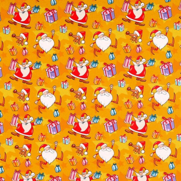 Panno Lenci Stampato All Over - Babbo Natale Cartoon Giallo