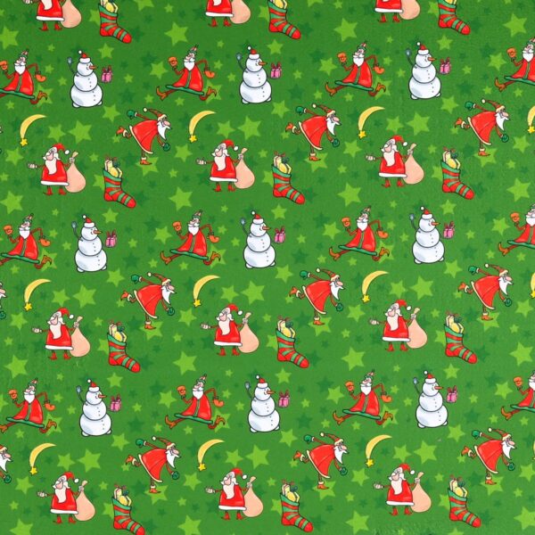 Panno Lenci Stampato All Over - Babbo Natale Cartoon Verde