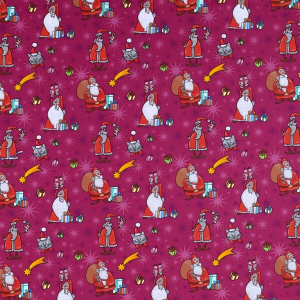 Panno Lenci Stampato All Over - Babbo Natale Cartoon Viola
