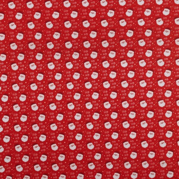 Panno Lenci Stampato All Over - Babbo Natale OhOh Fondo Rosso - Mezzo Metro