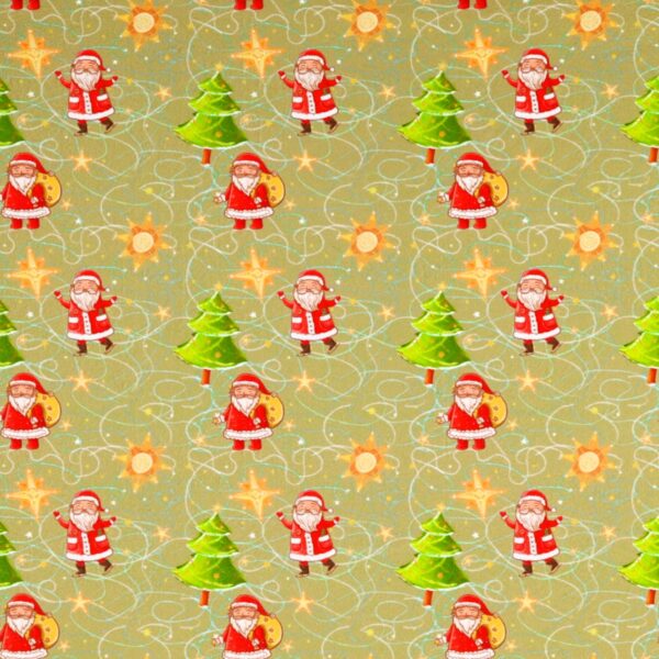 Panno Lenci Stampato All Over - Babbo Natale Pattinaggio Verde