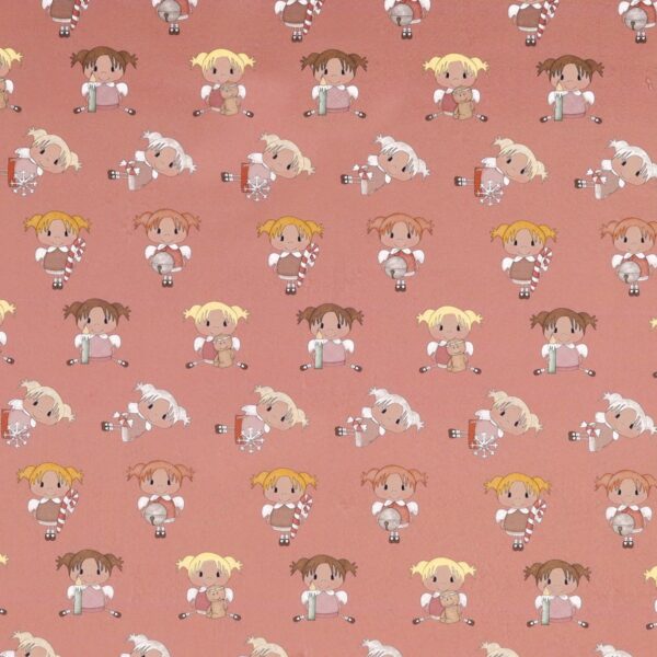 Panno Lenci Stampato All Over - Bimba Natale Fondo Rosa