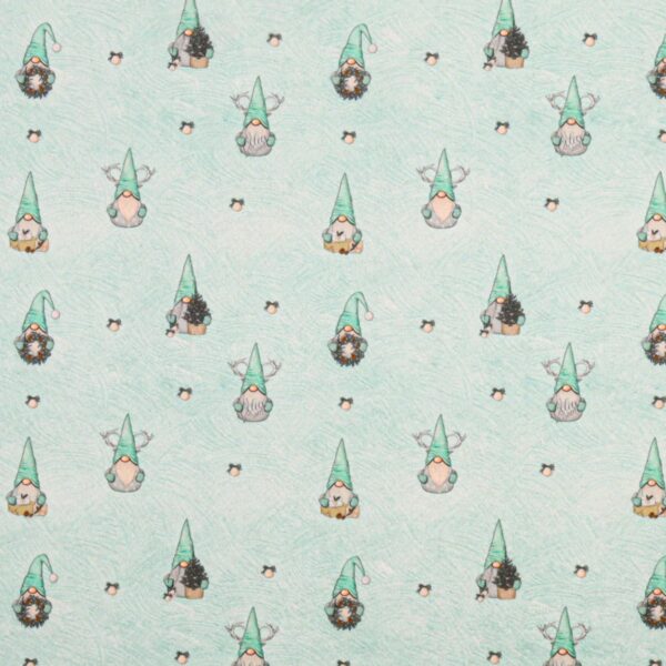 Panno Lenci Stampato All Over - Gnomi Cappello Verde Fondo Verde