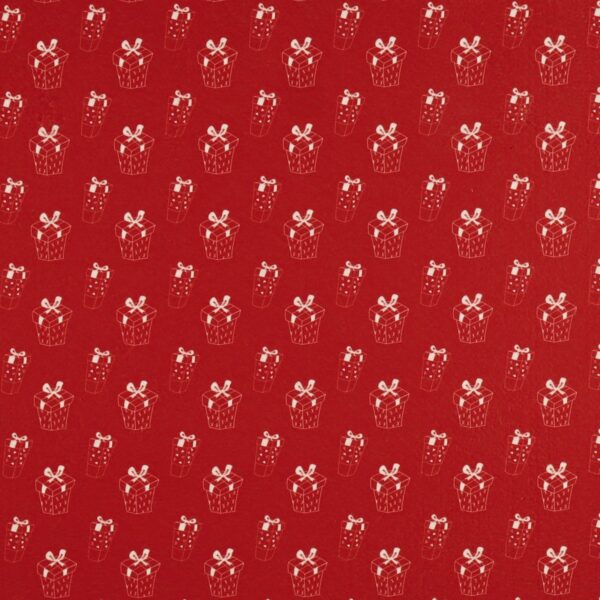Panno Lenci Stampato All Over - Pacco Regalo Bianco Fondo Rosso - Mezzo Metro