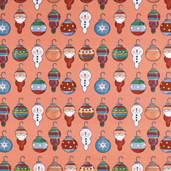 Panno Lenci Stampato All Over - Palline Natalizie Multiforma Salmone