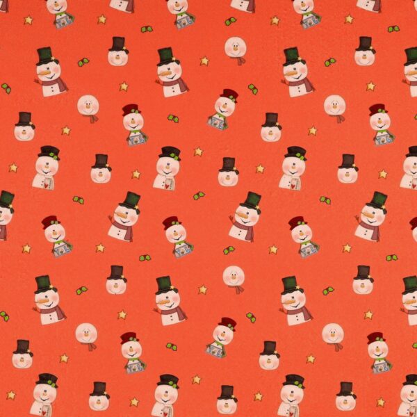 Panno Lenci Stampato All Over - Pupazzo Con Stelle Arancio